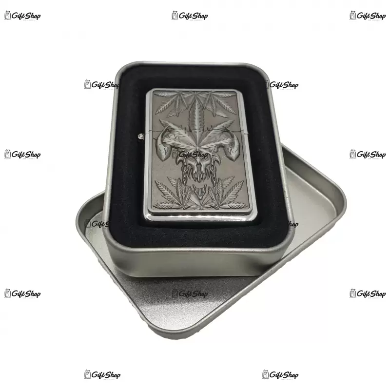 Marijuana black, bricheta gen zippo metalica model 6